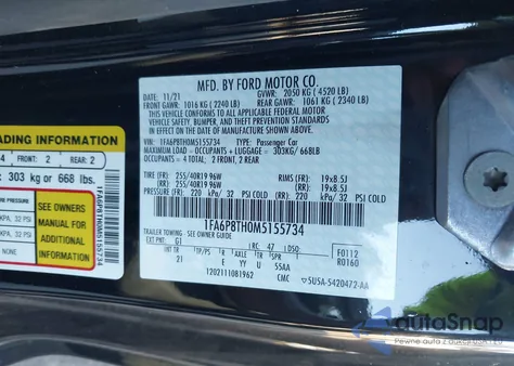 2021 Ford Mustang Ecoboost Fastback from USA, damaged, VIN 1FA6P8TH0M5155734